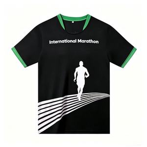 T-shirt de course personnalisé à logo pas cher pour événement de marathon, impression 3D, 100 % polyester, vierge, pour sublimation - Product Image 1