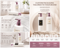 Bouteilles de shampooing cylindriques en PET blanc laiteux avec pompe rose violette, étiquette personnalisée pour salon, hôtel, vente en gros, OEM