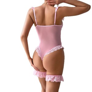 Venta caliente Hollow Out See Through Floral One Piece Body Sexy Erotic Women's Bra Brief Set - Product Image 5