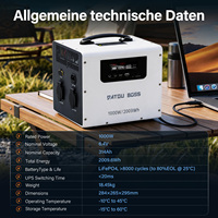 Station d'alimentation portable haute capacité DATOUBOSS 1000W 2000Wh avec entrée solaire, batterie LiFePO4 pour la maison (urgence) / les voyages