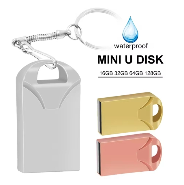 Mini Waterproof Custom Logo Metal USB Flash Drive 16gb 32gb 64gb 128gb Flash Disk Pendrive Usb Memory Stick USB 2.0 Gift U-disk