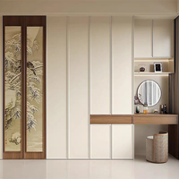 Armoire de rangement avec portes battantes en placage de bois color block, meuble de salon