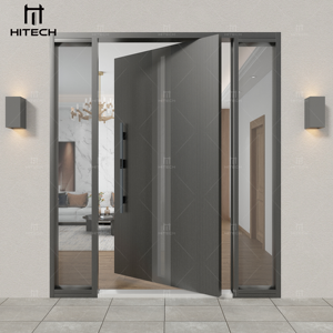 Hitech-US Porte d'entrée principale noire personnalisée Portes en acier inoxydable à pivot en métal Portes d'entrée avant de sécurité pour maison appartement - Product Image 3