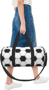 <span class=keywords><strong>Borsa</strong></span> Sportiva Pieghevole Divertente Bianca e <span class=keywords><strong>Nera</strong></span> con Chiusura a Cerniera in Poliestere per Uomo e Donna, Palestra, Viaggio, Allenamento, Weekend - Product Image 6