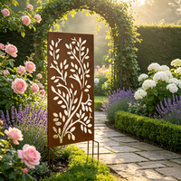 Panneau de clôture de jardin en métal résistant aux intempéries, effet rouillé, pour patio extérieur, cour arrière, ornement artistique
