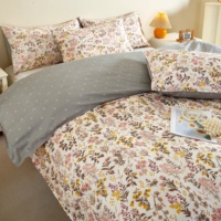 Ensemble drap et taie d'oreiller en microfibre tissée géométrique moderne, élégant, polyvalent, écologique, respirant, 200 fils/pouce², OEM en gros