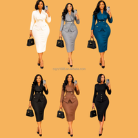 Ensemble tailleur jupe 2 pièces grande taille pour femme – Blazer croisé à revers crantés et jupe crayon moulante – Tenue de bureau, d'église ou d'affaires