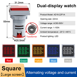 Voltímetro Digital LED AC 60-500V, probador, indicador de voltaje, luz piloto, luces de señal, medidor de corriente, amperímetro, 22mm, AD16-22FVA - Product Image 2
