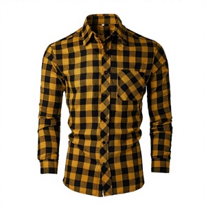 Camisa a Cuadros Casual para Hombre 2025, Manga Larga, Transpirable, de Poliéster Tejido, Cuello Camisero, Corte Holgado, Fabricante Mayorista OEM ODM - Product Image 3