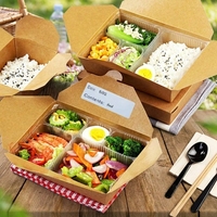 Boîtes pliantes en papier kraft de qualité restaurant, résistantes à la graisse, avec fermeture magnétique et poignée, pour plats chauds à emporter et traiteur