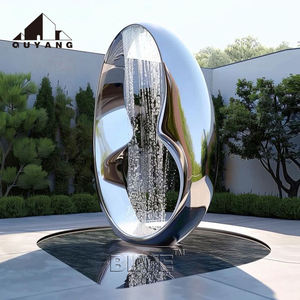 QUYANG kunden spezifische moderne Garten dekoration im Freien Metall abstrakte Kunst Edelstahl Skulptur Wasser brunnen - Product Image 3
