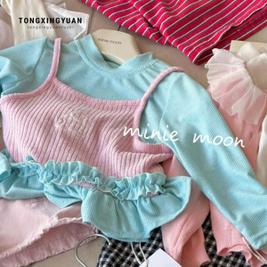 Tongxingyuan Baby Girls' T-shirt Thin Breathable Spring Fashion Two-Piece Set - Product Image 1