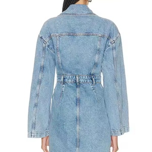 Vestido Midi de Mezclilla para Otoño al por Mayor, Estilo Ejecutivo Elegante, Manga Larga, 100% Algodón, Lavado Ácido, Vestido Vaquero Discreto - Product Image 6