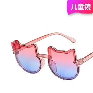 Lunettes de soleil œil de chat pour enfants, protection UV400, style dessin animé, protection solaire pour enfants et filles, à la mode avec nœud papillon - Product Image 5