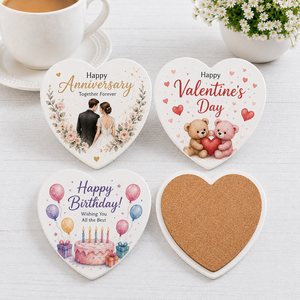 <span class=keywords><strong>Posavasos</strong></span> Romántico de Cerámica Blanca con Forma de Corazón de 4 Pulgadas, Acabado Brillante o Mate, para Aniversario, <span class=keywords><strong>Boda</strong></span>, Recuerdo de Fiesta, Personalizable, DIY - Product Image 1
