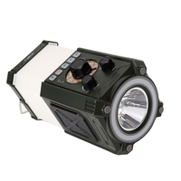 Lámpara de Camping Portátil con Radio, Bluetooth, Lector de Tarjetas TF, Luz de Lectura, Alarma Sonora y Luminosa SOS, Banco de Energía de Manivela