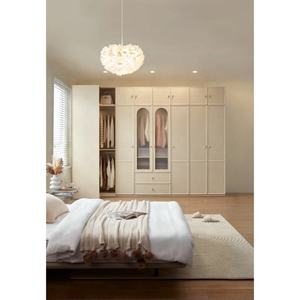 Armoire de style crème avec portes en verre cintrées et tiroirs intégrés, <span class=keywords><strong>prix</strong></span> d'usine, meubles de chambre modulaires personnalisés - Product Image 2