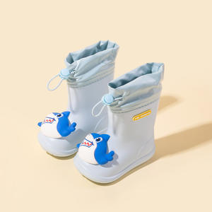 Bottes de pluie pour enfants WXL476 antidérapantes 3D dinosaure canard à cordon de serrage imperméables en EVA dessin animé été et hiver - Product Image 3