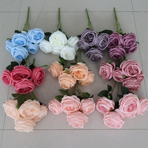 Fabricants vente directe 5 têtes bouquets fleurs <span class=keywords><strong>de</strong></span> <span class=keywords><strong>pivoine</strong></span> en soie artificielle pour mariage <span class=keywords><strong>mariée</strong></span> décor à la maison - Product Image 3