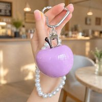 Chaîne de perles en résine 3D imitation écorce d'orange, porte-clés exquis avec pendentif perles pour sacs et téléphones