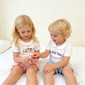 Abbigliamento Estivo <span class=keywords><strong>per</strong></span> Neonato, Set Personalizzato con Ricamo, Pantaloncini in Cotone e Camicia con Colletto, Coordinato <span class=keywords><strong>per</strong></span> Bambina 2026 - Product Image 1