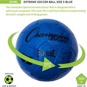 Balón de Fútbol Champion Sports, Tallas 3, 4 y 5, Azul, Compuesto, Resistente, para Todo Clima, Alta Retención de Aire, Juvenil y Adulto - Product Image 6