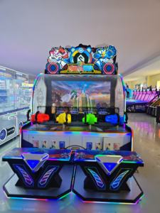 Machine de jeu d'arcade de tir à 4 joueurs Mega <span class=keywords><strong>Cop</strong></span>, thème <span class=keywords><strong>robot</strong></span>, lumière LED interactive, simulateur à pièces pour parc d'attractions - Product Image 3