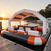 Bar flottant gonflable personnalisé OEM pour fête au bord de la piscine avec auvent en PVC, logo personnalisé d'usine, faible MOQ, vente en gros, approvisionnement direct