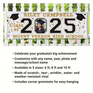 2025 Graduation Party Banner <b>Vinyl</b> Banner Accessories Yard Signs Party <b>Wall</b> Decorations Indoor or Outdoor - Product Image 2
