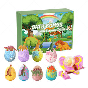 Lot de 8 bombes de bain écologiques et véganes en forme d'œuf de dinosaure, avec surprise œuf de dinosaure, senteurs variées, emballage personnalisé pour marque privée - Product Image 1