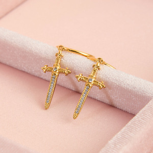 Boucles d'oreilles pendantes en acier inoxydable 316 plaqué or avec incrustation de cristaux pour femmes, bijoux tendance - Product Image 4