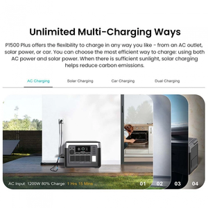 Générateurs d'énergie solaire d'extérieur 1800W, générateur de batterie solaire, capacité de 1536Wh, station d'alimentation portable extensible - Product Image 4