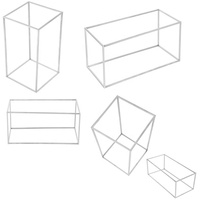 Bunga pernikahan berdiri vas logam berdiri kolom rak tampilan bunga Tinggi Tengah perak geometris untuk meja pernikahan