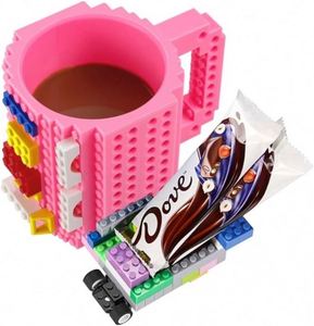 Taza de plástico de 350 ml para niños con juguete, regalo de bloques de construcción tipo Lego, rompecabezas de ladrillos para construir. - Product Image 1