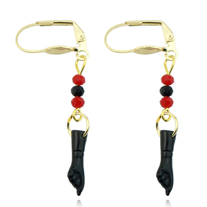 Pendientes de Protección Ocular Figa Hand 21, Joyería de Temporada, Azabache Simulado - Product Image 1