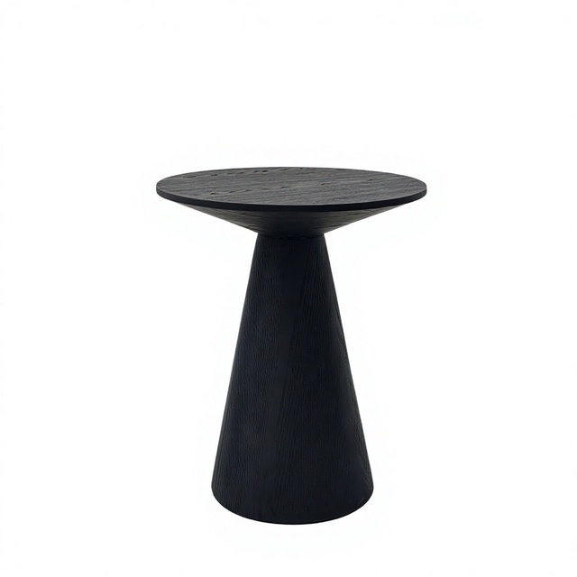 Nordic Style Solid Ash Wood Pedestal Table Contemporary Black Coffee Table Round Designer Side Table Wholesale