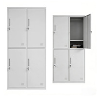 Armoire de rangement métallique commerciale à 4 portes en acier, en kit, avec revêtement poudré, verrouillable, pour salle du personnel, salle de sport, école, usine