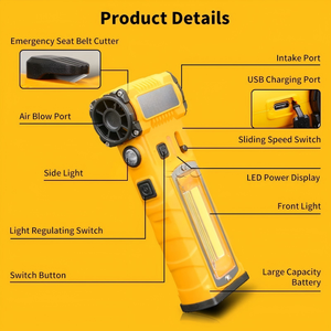 Portable USB Rechargeable 2 in 1 Turbo Air Blower COB Work <b>Light</b> High Speed Violent Fan for Car Detailing and Camping Lighting - Product Image 5