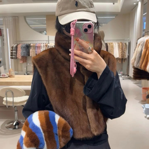 Mới Thu Đông Thời Trang Lông Chồn Khăn Choàng Nữ Màu Nguyên Chất Cổ Cao Không Tay Lông Thật Áo Vest Cho Nữ - Product Image 3