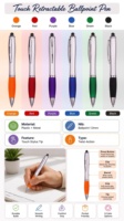 Stylet universel 2-en-1 avec stylo bille rotatif, logo personnalisé imprimé, poignée en caoutchouc pour le bureau, les étudiants et les cadeaux promotionnels