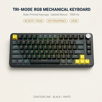 Clavier de jeu mécanique 80 touches avec bouton métallique, 1000 Hz, anti-ghosting, tri-mode, Type-C pour configuration Esports