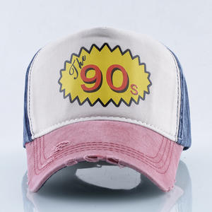 หมวก<span class=keywords><strong>เบส</strong></span>บอลผู้ชายมืออาชีพ,หมวกสีดำผ้ายีนส์วินเทจพิมพ์โลโก้ได้ตามต้องการหมวกทรักเกอร์5แผง - Product Image 4