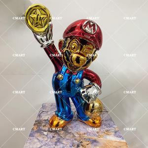 Ornements de maison en résine, Statue des frères Mario électroplaquée, Sculpture Pop Art <span class=keywords><strong>Monopoly</strong></span> Rich Man, Art Mario pour galerie, en vente - Product Image 4