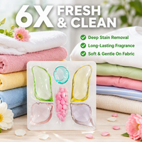 Capsules de lessive personnalisées OEM à six cavités, perles concentrées parfumées pour vêtements