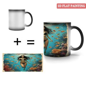 Mug à changement de couleur noir givré 11oz en céramique réutilisable, tasse quotidienne écologique sans BPA - Product Image 4