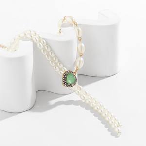 Venta al por mayor Gargantillas de perlas de doble capa de lujo Vintage Mujeres Collares de perlas largas - Product Image 4