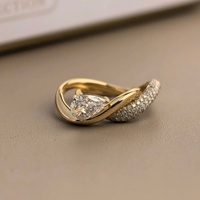Nouvelle conception, bagues doubles tendance en or massif 14K 18K plaqué rhodium, certifiées IGI, avec diamant de laboratoire en forme de poire de 1,5 carat, pour femmes et hommes