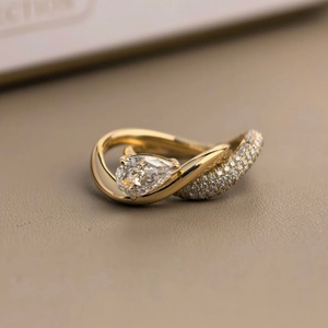 New Design 14K 18K Solid Gold Rhodium Plated Trendy Double <b>Rings</b> IGI Certified 1.5CT Pear Lab Grown Diamond <b>Rings</b> <b>for</b> Women <b>Men</b> - Product Image 3