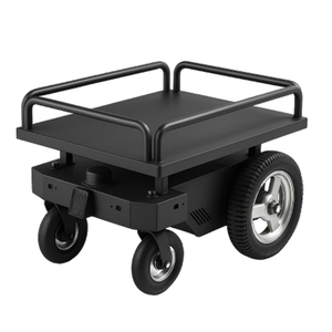 Carretilla de plataforma de cuatro ruedas de acero negro con recubrimiento en polvo y estructura móvil para uso industrial - Product Image 1