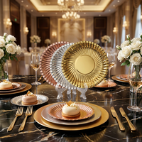 Assiettes en papier dorées à l'or fin de qualité supérieure, estampées à chaud, couleur rose argenté brillant, pour anniversaires, mariages, fêtes, vaisselle jetable
